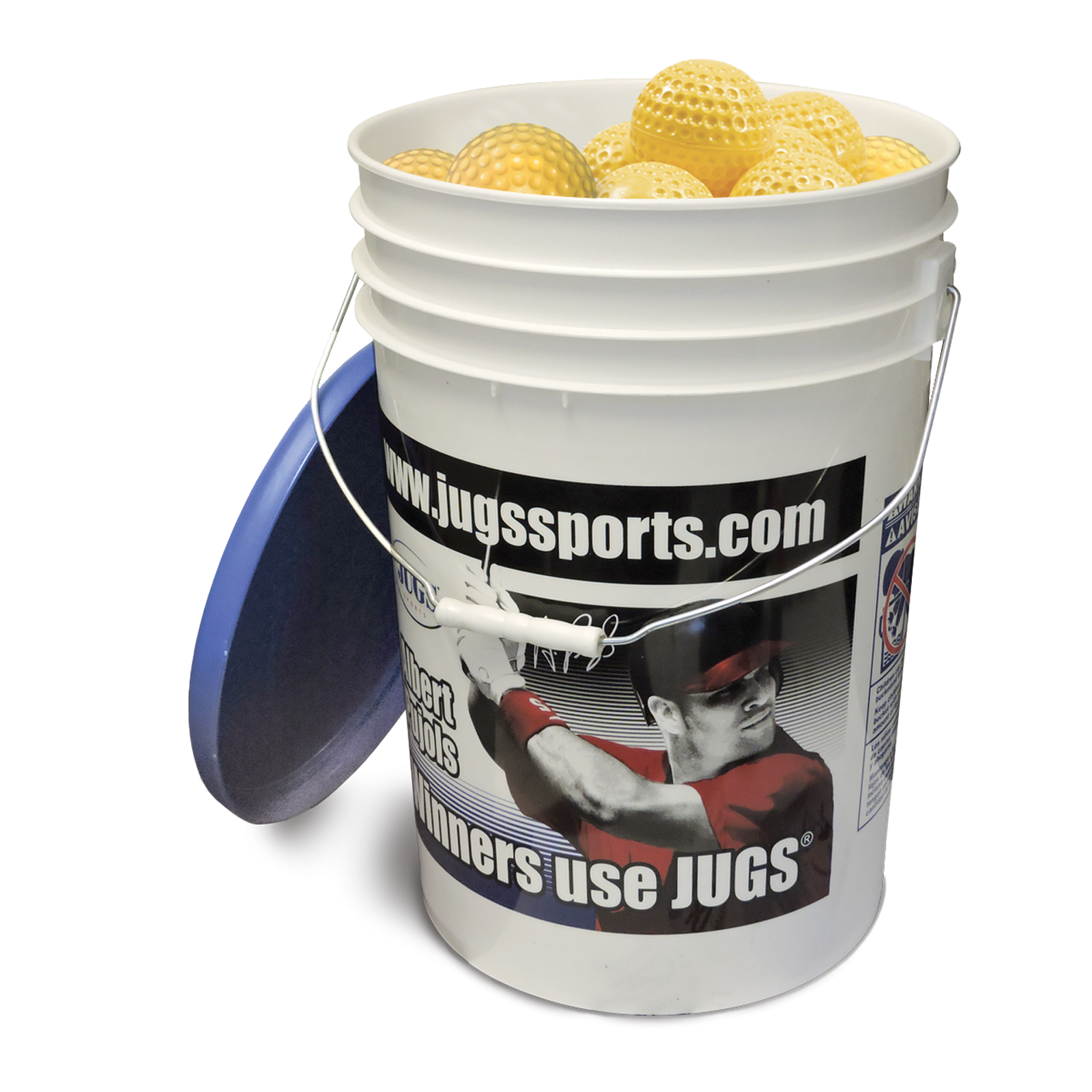 Balde de Pelotas de Baseball JUGS Sting-Free Amarillo Óptico Dimpled